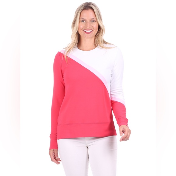 Duffield Lane Tops - Duffield Lane London Sweatshirt Pink Colorblock Large Preppy Coastal